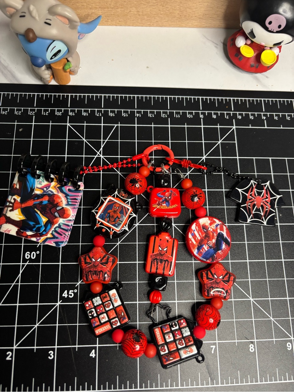 Spiderman Red Bead Charm Lanyard keychain